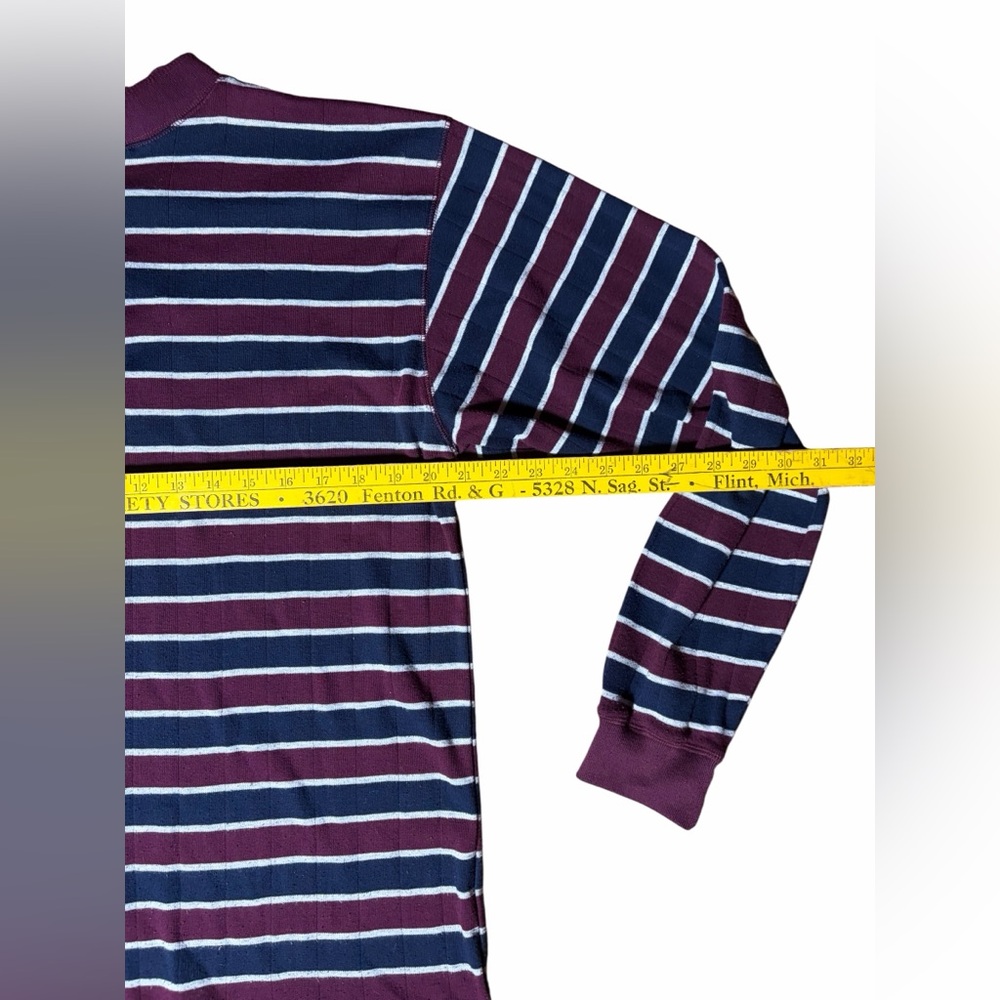 Striped Henley Long Sleeve Shirt - Purple & Blue - Picture 4 of 9